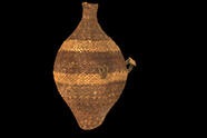 Water jar with spherical body, constricted neck, and flattened conical base