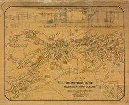 Map of the Comstock Lode and the Washoe Mining Claims in Storey & Lyon Counties, Nevada.